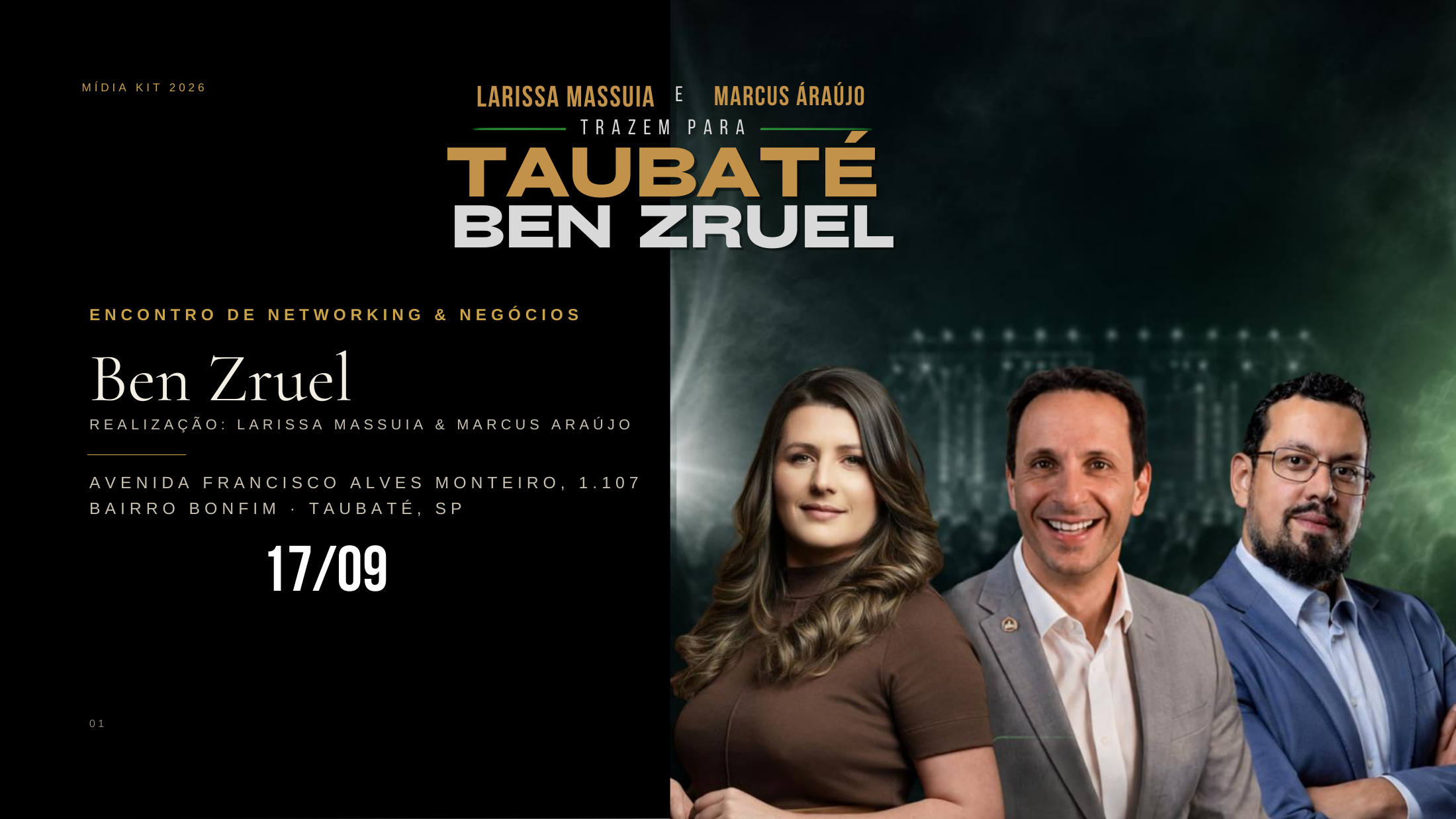 Encontro de networking e negócios em Taubaté com Ben Zruel, Larissa Massuia e Marcus Araújo